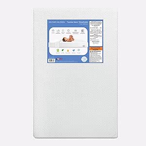 Delta Children Twinkle Stars Breathable 4-inch Mini Crib Mattress with Removable/Machine Washable Cover - GREENGUARD Gold – Waterproof - Sustainably Sourced Core Fiber Core, White