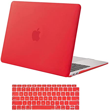 MOSISO MacBook Air 13 inch Case 2020 2019 2018 Release A2179 A1932 with Retina Display, Plastic Hard Shell Case & Keyboard Cover Only Compatible with MacBook Air 13 with Touch ID, Red