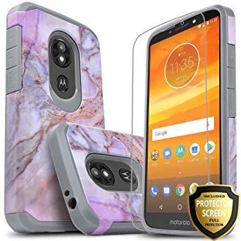 Moto E5 Play Case, Moto E5 Cruise Case, Moto E5 Go Case, with [Premium HD Screen Protector Included], Starshop [Shock Absorption] Dual Layers Impact Advanced Protective Phone Cover-Marble Pattern