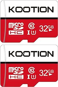 KOOTION Micro SD 32GB Clase 10 Tarjeta Memoria MicroSDHC（U1 y A1） 32 Giga Memory Card 32G 2 Pack con Adaptador para Telefonos,Cámara,Gopro,Alta Velocidad de Lectura hasta 80 MB/s