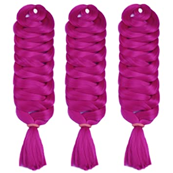 MapofBeauty Wholesale 3 pcs Ombre Colors Crochet Jumbo Braid Braiding Hair Extension (Magenta)
