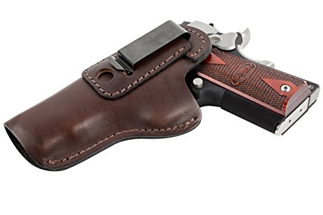 The Defender Leather IWB Holster - Fits Most 1911 Style Handguns - Kimber - Colt - S & W - Sig Sauer - Remington - Ruger & More - Made in USA