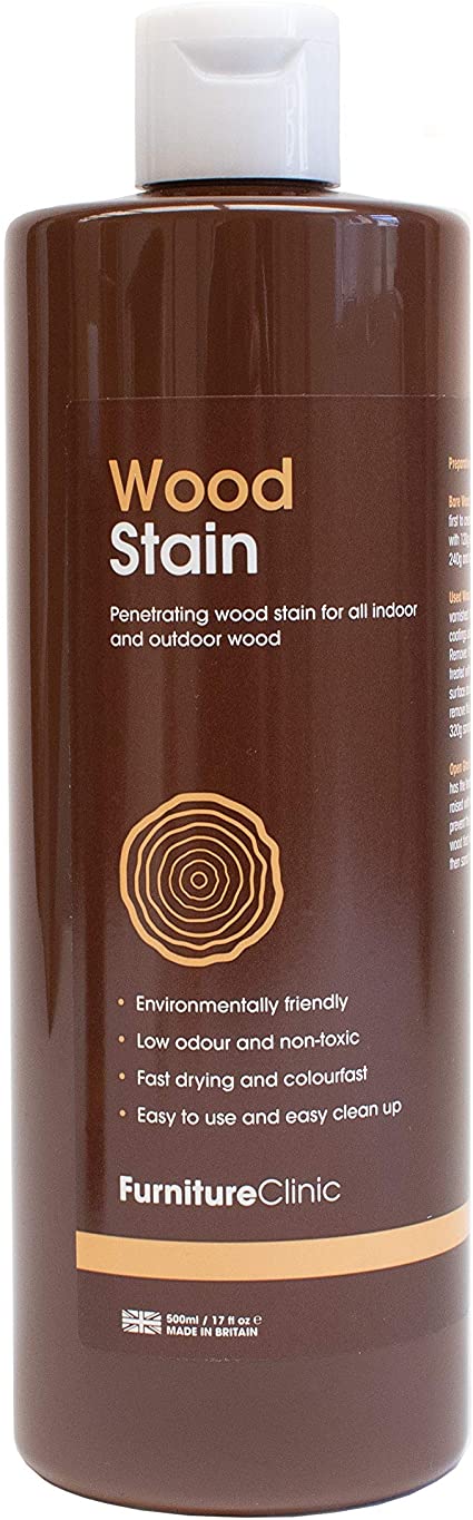 Furniture Clinic Wood Stain (15ml Tester, Dark Oak) - Fast, Effective Wood Stain for All Indoor and Outdoor Wood