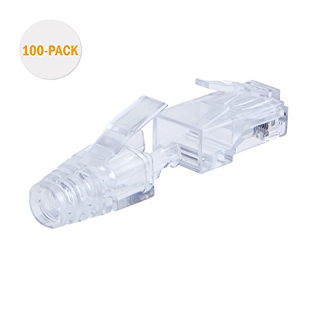 CableCreation 50-PACK Cat 6 RJ45 Plug with hood Connector, Transparent