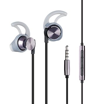 Wired Earphones, Parasom R3 3.5mm In-ear Stereo Hifi Corded Earbuds with Built-in Mic & Volume Control, Noise Isolating Tangle Free Heavy Deep Bass for iPhone Samsung Galaxy Sony MP3 Music Players (Gun/metal)