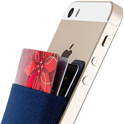 Card Holder, Sinjimoru Ultra-slim Adhesive Wallet iPhone credit card holder, iPhone case with a card holder, Credit Card Wallet, Card Case and Money Clip. For Android, Sinji Pouch Basic 2, Navy