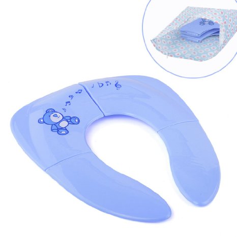 Austor Portable Folding Travel Potty Seat for Toddler with Carry Bag (Blue)