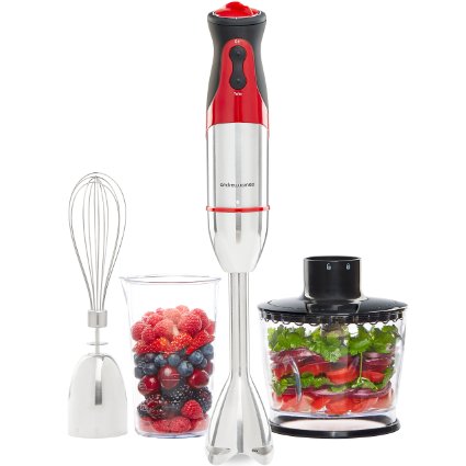 Andrew James Powerful 700 Watt DC Motor Hand Blender With 500ml Food Processor Whisk Attachment and 500ml Beaker