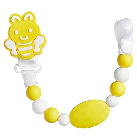 BBBiteMe Pacifier Clip BPA Free Silicone Teether Pacifier Holder-Teething Toy Chain for Boy & Girl