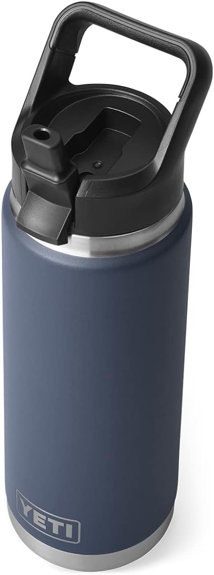 YETI Rambler 26 oz Bottle, Vacuum Insulated, Stainless Steel with Straw Cap, Navy