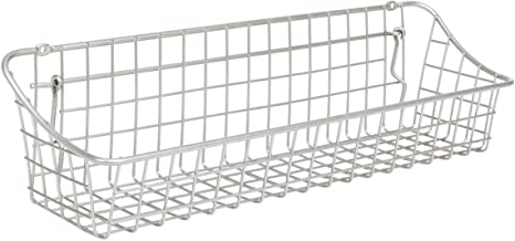 Spectrum Diversified Pegboard & Wall Basket, 16" x 4" x 4" Medium Organizer Bin for Slatwall Peg Board Mounted in Garage Kitchen Craft Rooms & More, Silver