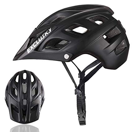 Exclusky Mountain Bike Helmet, Easy Attached Visor Safety Protection Comfortable Lightweight Cycling Mountain & Road Bicycle Helmets for Adult Men Women