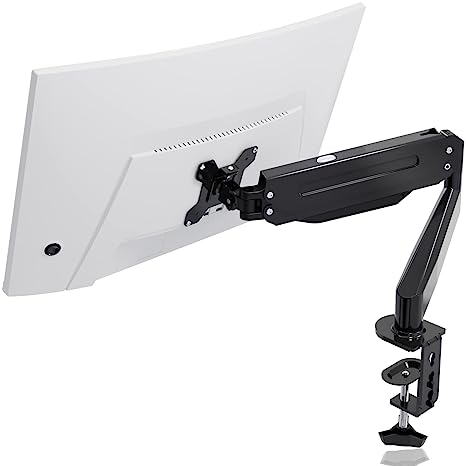 Suptek Support Ecran PC, Bras Ecran PC pour Écrans LCD LED de 17-27 Pouces, Support Écran PC avec Ressort à Gaz Rotatif à 360°, VESA 75x75/100x100mm, Pied Ecran PC - MD8