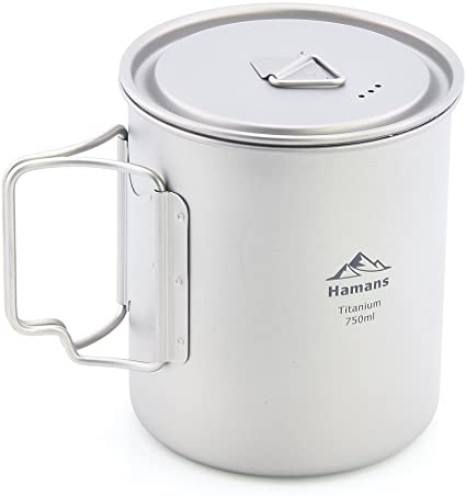 Hamans Titanium Pot 750ml Ultralight Portable Titanium Mugs Camping Titanium Cup