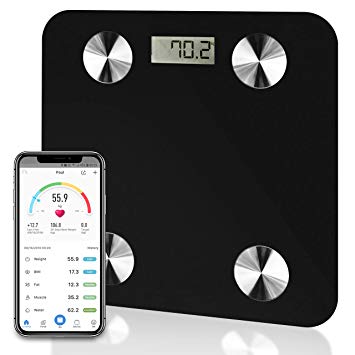 Futura Black Bluetooth Bathroom Body Fat BMI Scales, Digital Weighing iOS & Android