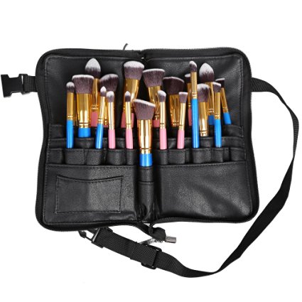 hotrose Professional 28 Pockets Cosmetic Makeup Brush Bag with Artist Belt Strap for Girls