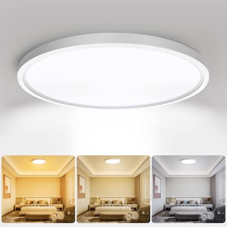 Ceiling Light 32W 12Inch Flush Mount Ceiling Light 3000LM Plafonnier Ultra Thin Light Fixtures Ceiling with 3 Color (3000K/4000K/6500K) Led Ceiling Lights Fixtures for Bedroom Kitchen Light Fixtures Ceiling