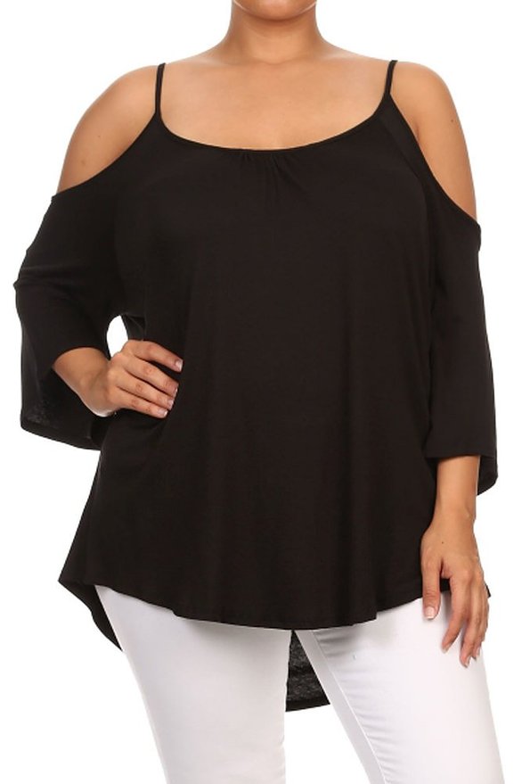 Modern Kiwi® Solid Off-The-Shoulder High Low Plus Size Tunic Top