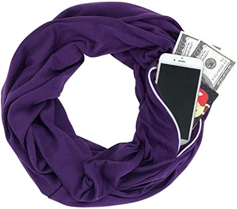 Pocket Scarf - Infinity Scarf With Pocket Travel Scarf Zipper Scarfs For Women Winter Warm Infinity Scarves Wrap