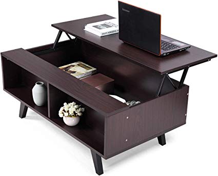 JAXSUNNY Lift Top Coffee Table 39.5" Modern Living Room End Table with Hidden Compartment Storage Shelf