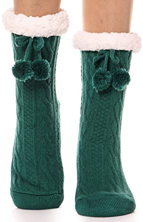 Womens Fuzzy Slipper Socks Warm Thick Knit Heavy Fleece lined Fluffy Christmas Stockings Winter Socks