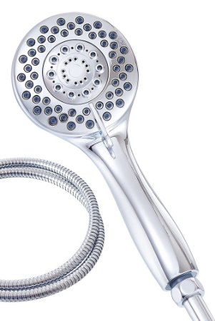 Natural Petting 5 Settings High Pressure Handheld Shower with 60 Inch Flexible Hose Chrome Plating