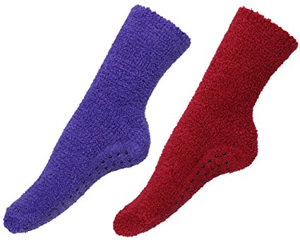 Men / Women's Soft Non Skid Slipper Socks w/ Grippers, 2/4/6 Pack
