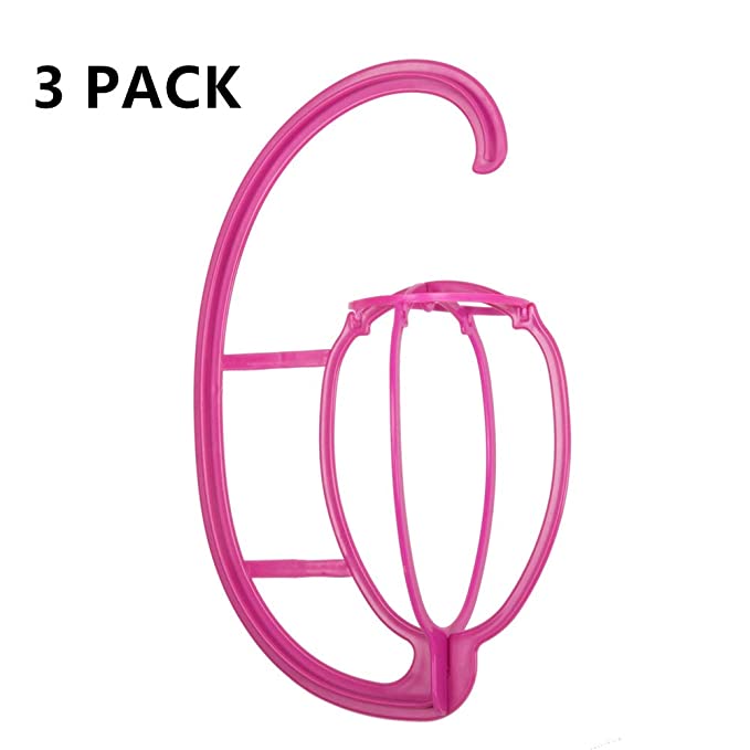3 Pack Homegoal Wig Hanger, Portable Hanging Wig Stand for All Wigs and Hats, Collapsible Wig Dryer, Durable Wig Stand Tool Holder, Hat and Cap Holder (Pink)