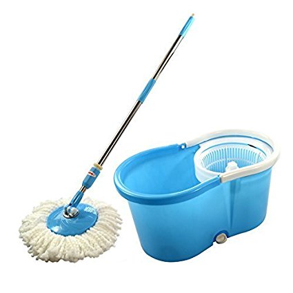Easy 360° Magic Rotating Spinning Spin Mop Bucket Set With 2 Microfibre Heads Shopmonk