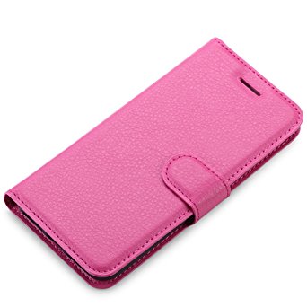 iPhone 7 Case Magnetic Flip Wallet Cover for iPhone 7 PU Leather Card Case (Rose)