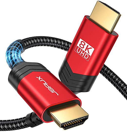 8K@60Hz HDMI 2.1 Cable 6.6FT, JSAUX Ultra High Speed HDMI to HDMI Cable, Compatible with 4K@120Hz 1080P@240Hz HDMI 2.0, Supports 48 Gbps HDR10 HDCP 2.2 eARC DTS:X 3D CEC