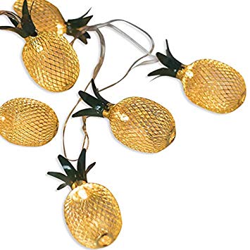 AceList 20-LED Pineapple Strings Light Golden Metal Mesh Shape Fairy for Indoor Bedroom Garden