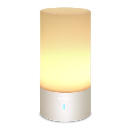Table Lamp, AUKEY Touch Sensor Bedside Lamp with Dimmable Warm White Light & Color Changing RGB