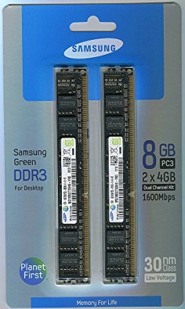 Samsung Electronics Extreme Low Voltage 30nm UDIMM 8 Dual Channel Kit DDR3 1600 (PC3 12800) 240-Pin DDR3 SDRAM MV-3V4G3D/US