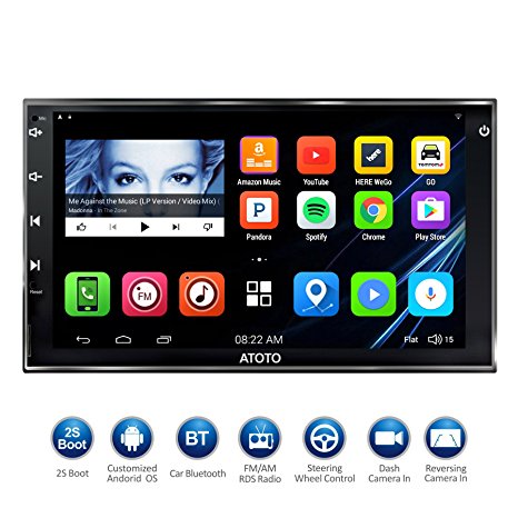 ATOTO 7"HD Touchscreen Android Car Navigation Stereo (32GB) - 2 Din Quadcore Car Entertainment Multimedia w/ FM/RDS Radio,GPS,WIFI,BT,Mirror Link(No DVD Player!) M4/M4272