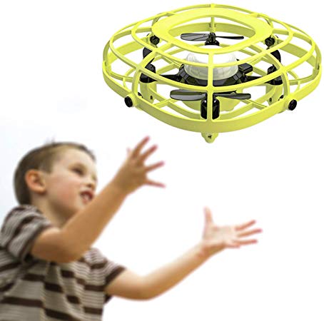 UDIRC Flying Ball Drone for Kids, Hand Operated Mini Drone Toys for Boys or Girls with Fan Mode (Yellow)