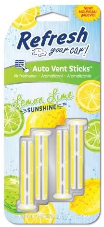 Refresh Your Car Auto Vent Sticks, 4-Pack, Lemon Lime Sunshine (09481)