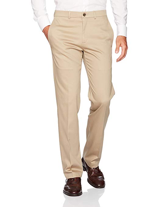 Haggar Men's Premium No-Iron Straight-fit Invisible Flex Plain-Front Pant