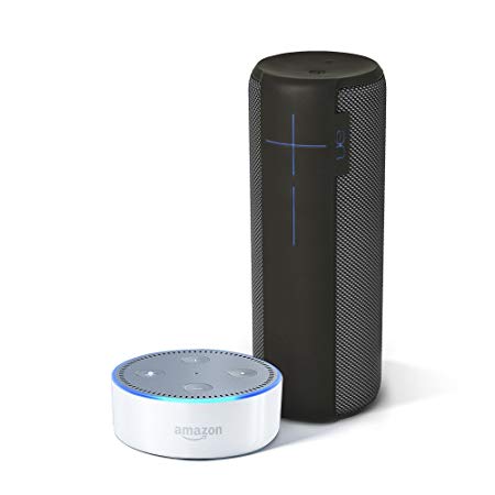 UE MEGABOOM Charcoal Black Wireless Mobile Bluetooth Speaker (Waterproof and Shockproof)   All-New Echo Dot (2nd Generation) - White