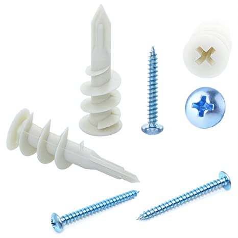 Drywall Anchor with Screws Sets - Plastic Self Drilling Dry Wall Anchors, 60 Pieces All Together