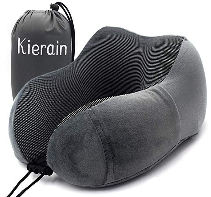 Travel Pillow - Memory Foam Neck Pillow Support Pillow,Luxury Compact & Lightweight Quick Pack for Camping,Sleeping Rest Cushion(Gray)