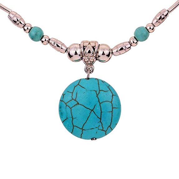 YAZILIND Chain Green Round Rimous Stone Pendant Necklace vintage