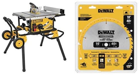 DEWALT (DWE7491RS) 10-Inch Table Saw with 32-1/2-Inch Rip Capacity   DEWALT DW3114 10-Inch 40 Tooth ATB Thin Kerf Saw Blade