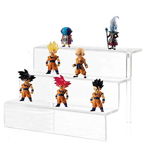 CY craft Acrylic Riser Display Shelf,3 Steps Display Stand for Amiibo Funko POP Figures,Cosmetics or Any Other Toys and Knickknacks,12x8x8.7 Inch,Clear, Pack of 1