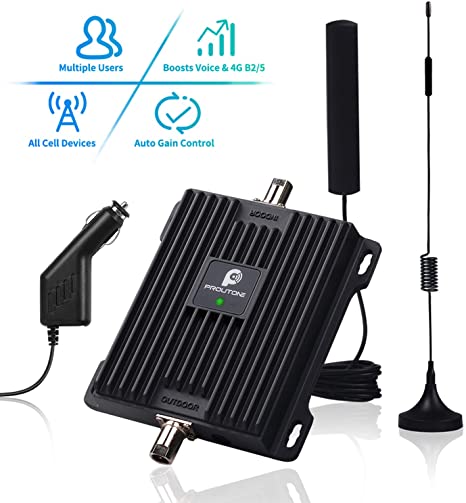 Cell Phone Signal Booster for Car,Truck and RV - Verizon AT&T T-Mobile GSM 3G Repeater Reduce Dropped Calls in Vehicle - Dual Band 850/1900MHz Band 2/5 Amplifier and Magnet Antenna Kit