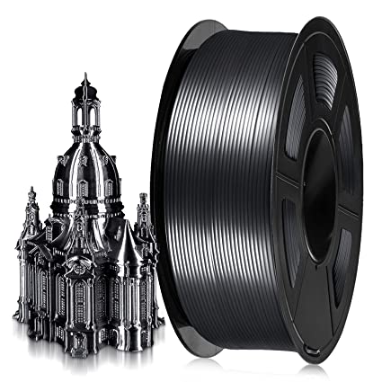 PLA Silk Filament 1.75mm, 3D Printer Filament, Shiny Metallic PLA Silk, 1KG Silky PLA Black