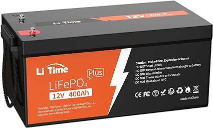 LiTime LiFePO4 12V 400Ah Batterie, 5120Wh Lithium-Batterie, Eingebautes 250A BMS, 10-Jahres Lebensdauer und 4000-15000 Zyklen, Perfekt für Solaranlage, Off-Grid, Stromspeicher, Wohnwagen