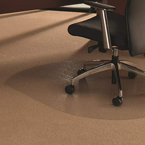 Floortex Cleartex UltiMat Polycarbonate Chair Mat for Low/Medium Pile Carpets up to 1/2" Thick, 49" x 39", Contoured, Clear (AFCRCM35048)