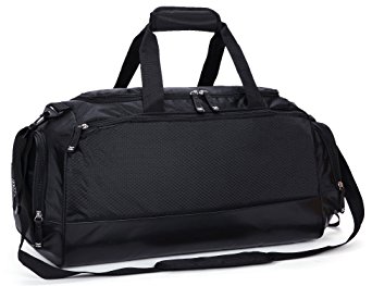 MIER Gym Bag with Shoe Compartment Men Travel Sports Duffel, 24 inch, Black