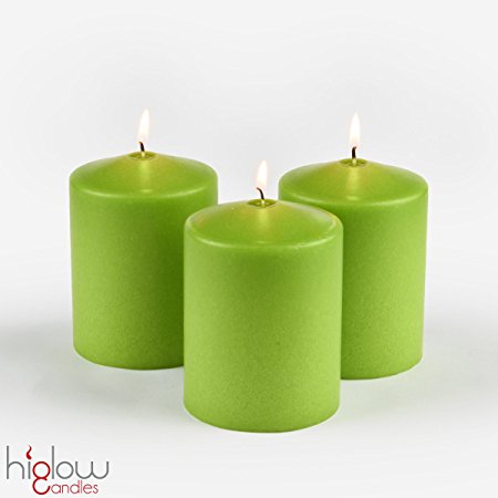 3 x 4" Pillar Candles Set of 3 (Lime Green ) (Citronella Scented ) Higlow Made In USA